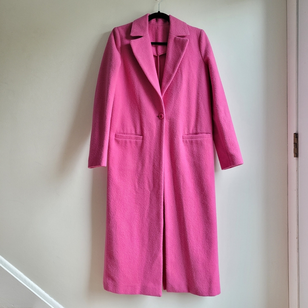 PINKO Barbie Pink Alpaca Wool Long Coat XS